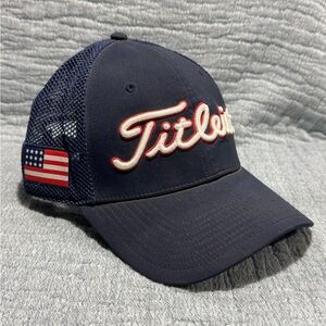 Titleist Golf Trucker Hat Adjustable‎ Strap American Flag Red White Blue Patriot